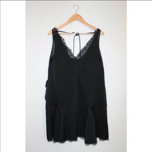 BCBGMaxAzria Mamie Lace Trim Mini Dress Black